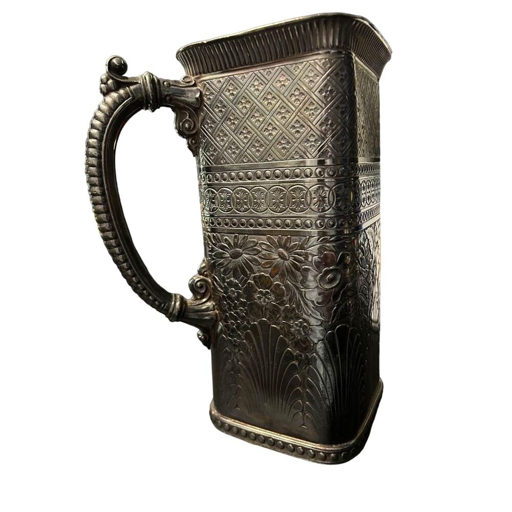 Antique James W Tufts Silver Plate Pitcher